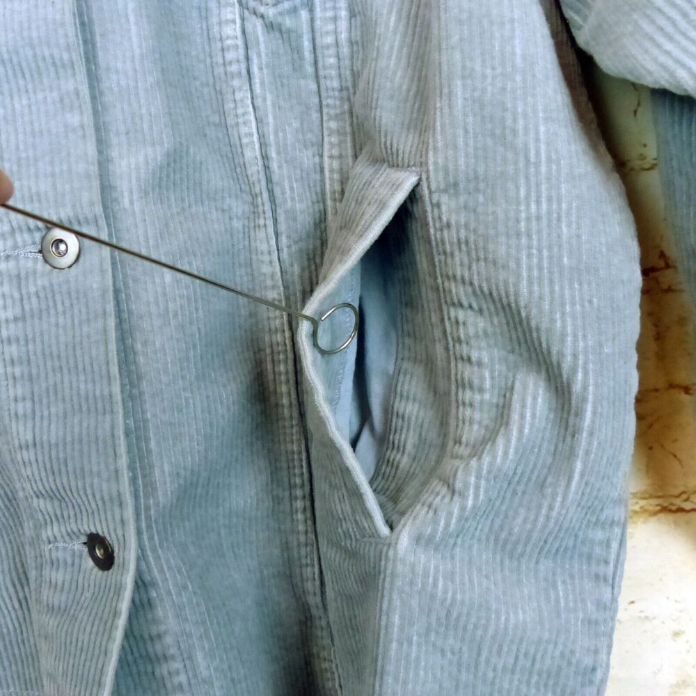 Zara Oversized Corduroy Trucker Jacket Womens XS Baby Blue Raw Hem Gorpcore 90s - Picture 11 of 14
